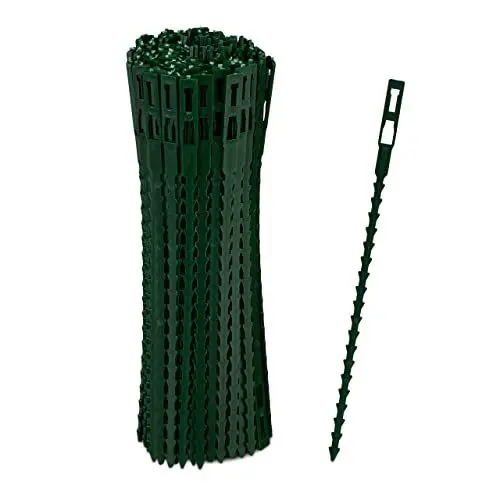 Produktbild: Relaxdays Pflanzenbinder, 200er Set, 17 cm, verstellbare Pflanzenhalter, wiederverwendbar, Befestigung Pflanzen, grün