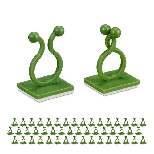 Produktbild: Relaxdays Pflanzenclips, selbstklebend, 240er Set, Kunststoff, Kletterpflanzen Befestigung, Pflanzenhalter Wand, grün