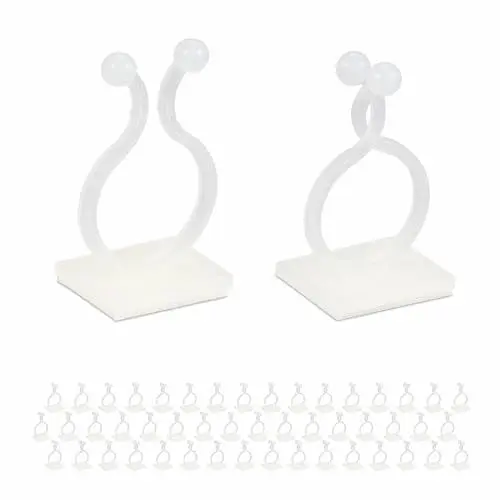 Produktbild: Relaxdays Pflanzenclips, selbstklebend, 240er Set, Kunststoff, Kletterpflanzen Befestigung, Pflanzenhalter Wand, weiß