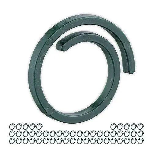 Produktbild: Relaxdays Pflanzenringe, 300 Stück, Kunststoff, Pflanzen Befestigung für Kletterpflanzen, Ø 2,5 cm, Tomatenringe, grün