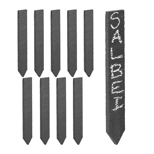 Produktbild: Relaxdays Pflanzenstecker 10er Set, Garten & Kräuterbeet, Pflanzenschilder zum Beschriften, 20x3 cm, Schiefer, anthrazit