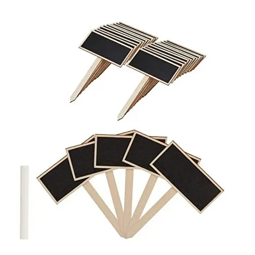 Produktbild: Relaxdays Pflanzenstecker Tafel, 24er Set, zum Beschriften, Kräutergarten, HxB 14x9 cm, Holz Kräuterschilder, natur