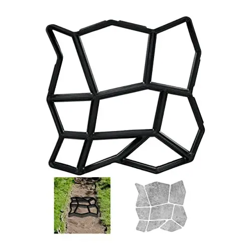 Produktbild: Relaxdays Pflasterform 9 Kammern, HBT 3,5x35x35cm, Pflastersteine streichen, Garten Trittsteine, Beton Gießform, schwarz, 1 Stück