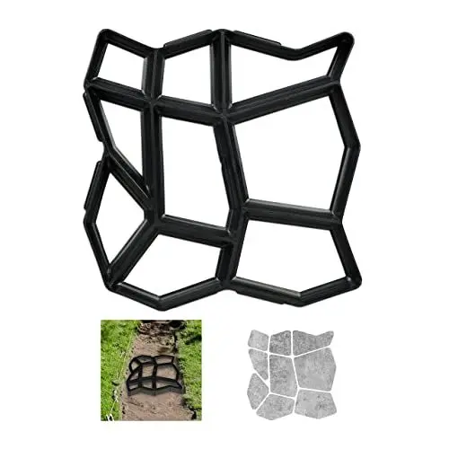 Produktbild: Relaxdays Pflasterform, 9 Kammern, HBT 4x42x42cm, Pflastersteine streichen, Garten Trittplatten, Beton Gießform, schwarz