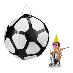 Produktbild: Relaxdays Pinata Fußball, zum Aufhängen, für Kinder, Mädchen & Jungs, Geburtstag, zum selbst Befüllen, Piñata, weiß