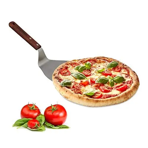 Produktbild: Relaxdays Pizzaheber mit Holzgriff aufhängbar, Schaufelmaß von 18,5 x 16,5 cm zum Herausnehmen von Pizza, Flammkuchen, anthrazit