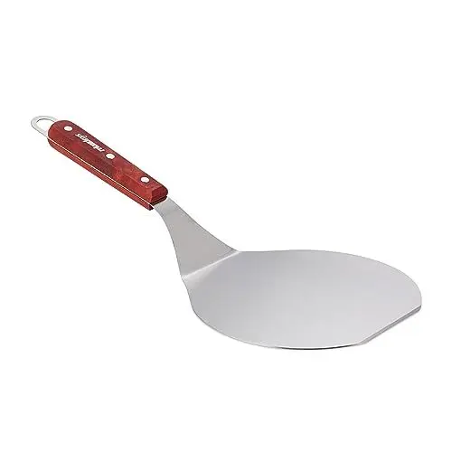 Produktbild: Relaxdays Pizzaschieber, Pizza & Flammkuchen, Pizzaschaufel BxT: 16,5 x 17,5 cm, Edelstahl, Holzgriff, Silber/rotbraun