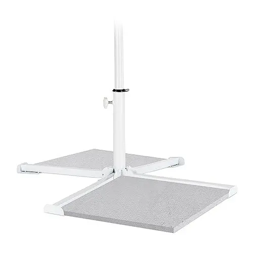 Produktbild: Relaxdays Plattenständer Sonnenschirm, Schirmstangen von 19-34 mm, Kreuzständer klappbar, Einrastfunktion, Stahl, weiß
