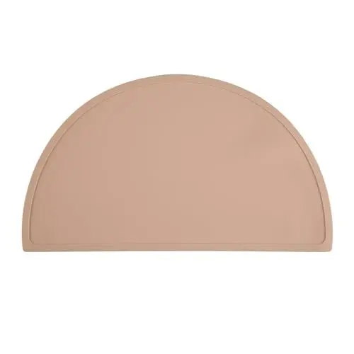 Produktbild: Relaxdays Platzdeckchen Kinder, Halbkreis, rutschfest, abwaschbar, Tisch Silikonmatte Baby, BxT: 41,5 x 24 cm, rosa