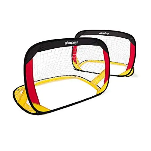 Produktbild: Relaxdays Pop-Up Tor 2er Set Deutschland, Mini-Fußballtor selbstentfaltend, HxBxT: 80 x 119 x 83 cm, schwarz-rot-gold