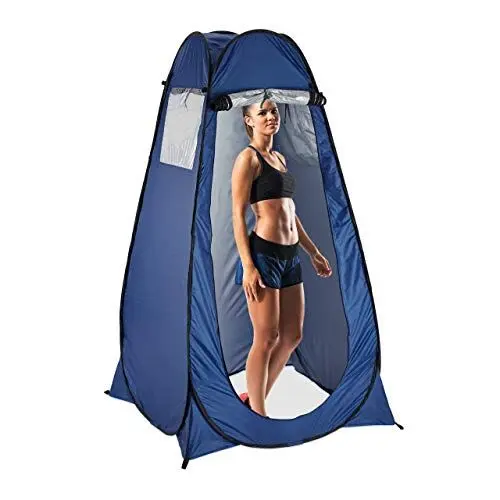 Produktbild: Relaxdays Pop Up Umkleidezelt, H x B x T: 190 x 120 x 120 cm, für 1 person, Wurfzelt, wasserabweisend, kleines Packmaß, UV 50+, blau