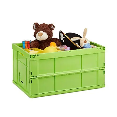 Produktbild: Relaxdays Profi Klappbox, stabil, Gewerbe, hochwertiger Kunststoff, Qualität, 60L, Kiste, HBT 31,5 x 58,5 x 40 cm, grün