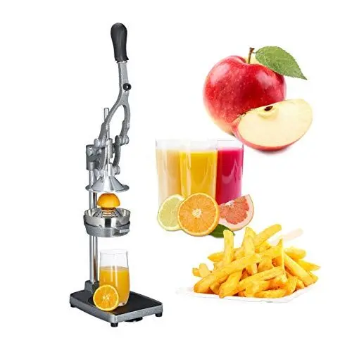 Produktbild: Relaxdays Profi Saftpresse manuell 3in1 Pommesschneider, Apfelschneider, Orangenpresse HBT: 47,5x17,5x40,5 cm, Edelstahl