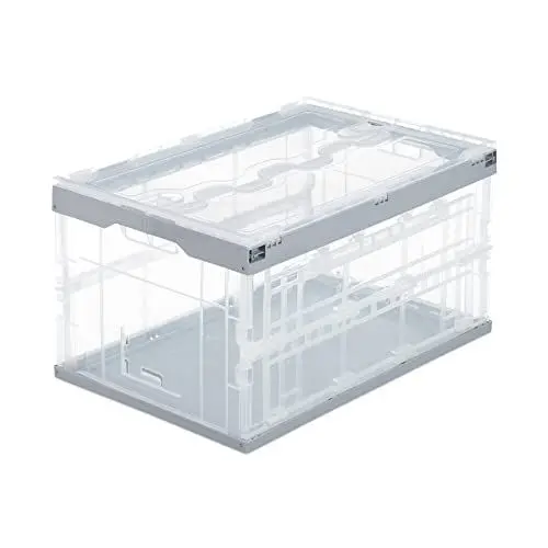 Produktbild: Relaxdays Profi Transportbox, stabil, Gewerbe, hochwertiger Kunststoff, Qualität, 60L, HBT 31,5 x 59,5 x 39,5 cm, grau