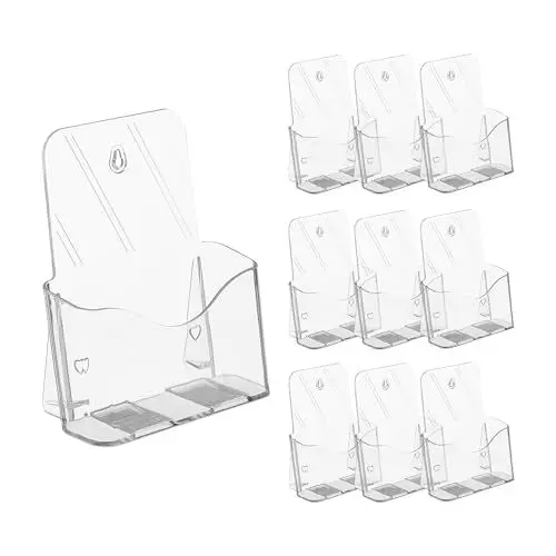 Produktbild: Relaxdays Prospektständer DIN A5, 10er Set, Acryl, Prospekthalter für Tisch & Wand, HBT: 20 x 17,5 x 8,5 cm, transparent