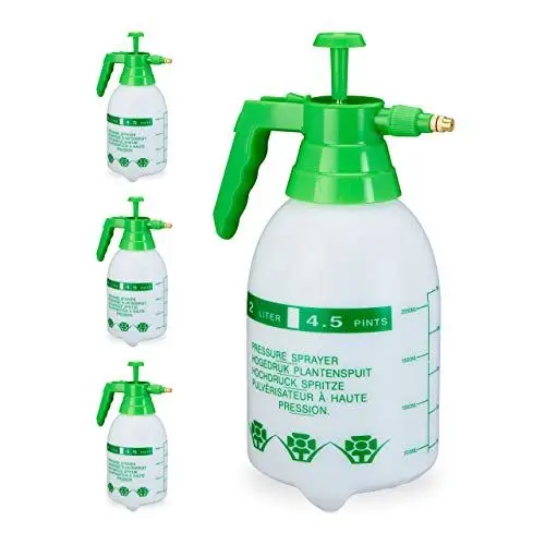 Produktbild: Relaxdays Pumpsprühflasche, einstellbare Messingdüse, Pflanzen Bewässerung, Pestizide, Putzmittel, 2l Drucksprüher, grün, ca. 31 x 17 x 12,5 cm