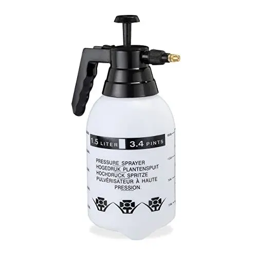 Produktbild: Relaxdays Pumpsprühflasche, einstellbare Messingdüse, Pflanzen Bewässerung, Schädlingsbekämpfung, 1,5 l Sprüher, schwarz