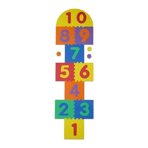 Produktbild: Relaxdays Puzzlematte mit Zahlen, Himmel & Hölle Kindermatte, Hüpfkästchen Spielmatte, schadstofffrei, Schaumstoff, bunt