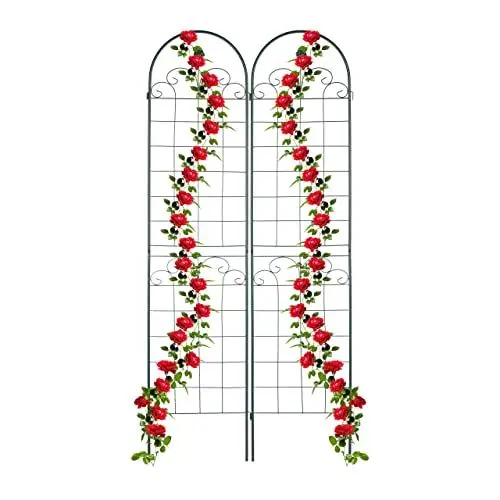 Produktbild: Relaxdays Rankgitter, 2er Set, HxB 220 x 50 cm, freistehend, Rankhilfe zum Stecken, Kletterpflanzen, Blumenspalier, grün