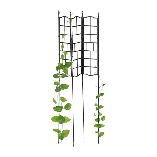 Produktbild: Relaxdays Rankgitter 3er Set, HxB: 124x14,5 cm, Rankhilfe Kletterpflanzen, freistehend, zum Stecken, Kunststoff, schwarz