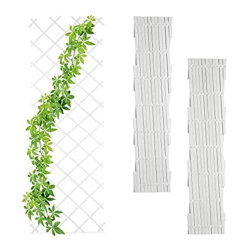 Produktbild: Relaxdays Rankgitter, 3er Set, ausziehbar, Rankhilfe Kletterpflanzen, Garten, Balkon, Terrasse, 250 cm, Kunststoff, weiß
