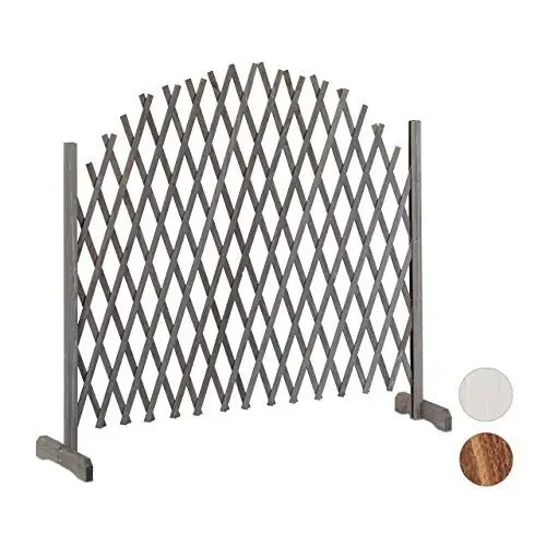 Produktbild: Relaxdays Rankgitter Holz, ausziehbar bis 200 cm, Rankhilfe Kletterpflanzen, freistehend, Garten, Balkon, Terrasse, grau