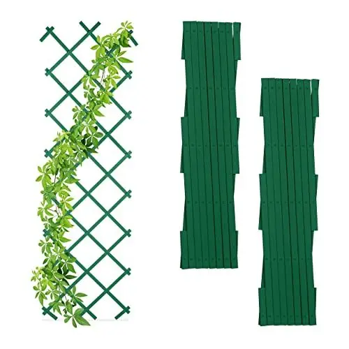 Produktbild: Relaxdays Rankgitter ausziehbar, 3er Set, Rankhilfe Kletterpflanzen, 180cm, Garten, Balkon, Terrasse, Kunststoff, grün