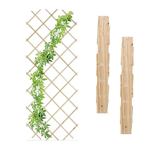 Produktbild: Relaxdays Rankgitter ausziehbar, 3er Set, Rankhilfe Kletterpflanzen, 180x90 cm, Garten, Balkon, Terrasse, Holz, Natur, 180x90cm