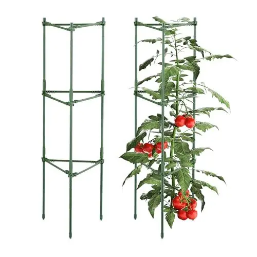 Produktbild: Relaxdays Rankhilfe, 2er Set, HBT: 92 x 28 x 25 cm, Stahl & Kunststoff, verstellbar, Rankturm Tomaten, Tomatenturm, grün