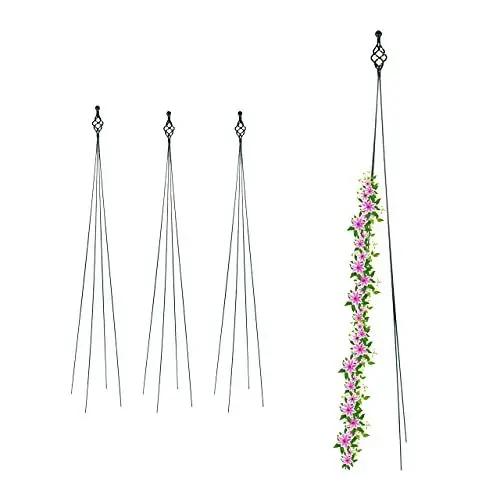 Produktbild: Relaxdays Rankhilfe 4er Set, 4-beinig freistehend, Kletterpflanzen und Kletterrosen im Garten, wetterfest, Metall, grün