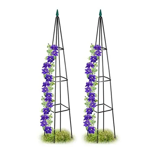 Produktbild: Relaxdays Rankhilfe Obelisk, 2er Set, HBT: 190 x 35 x 35 cm, Rankpyramide Kletterpflanzen, Metall, freistehend, schwarz