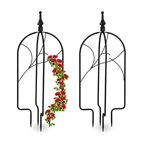 Produktbild: Relaxdays Rankhilfe Obelisk, 2er Set, HBT: 66 x 26 x 26 cm, Rankturm für Kletterpflanzen, Metall, freistehend, schwarz