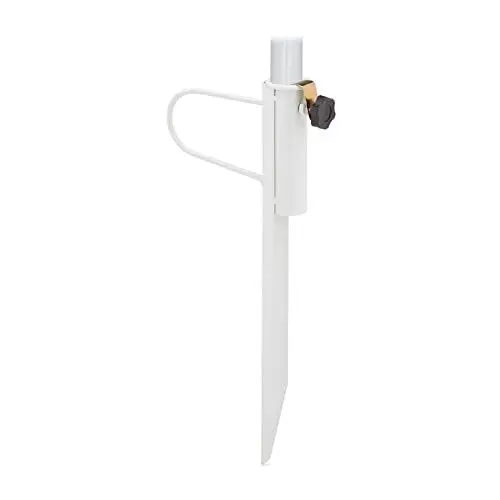 Produktbild: Relaxdays Rasendorn für Sonnenschirm, Stangendicke bis 32 mm, für Garten, Camping, Strand, Schirmständer, Stahl, weiß