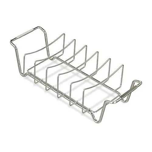 Produktbild: Relaxdays Rippchenhalter 2in1, Bratenkorb zum Grillen, BBQ, Rib Holder, multifunktional, für Spare Ribs, Stahl, silber, 11.5 x 44.5 x 18.5 cm