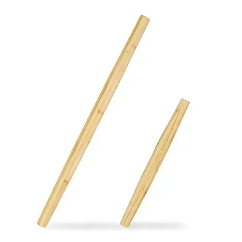 Produktbild: Relaxdays Teigroller 2er Set, Bambus, Backzubehör, Nudelhölzer, Rollhölzer 65 u. 40 cm, Rollstäbe konisch geformt, natur, Braun