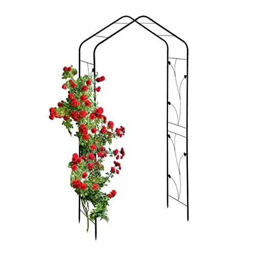 Produktbild: Relaxdays Rosenbogen Metall, Torbogen Garten, HxBxT: 213 x 106 x 41 cm, Stabiler Rankbogen für Kletterpflanzen, schwarz
