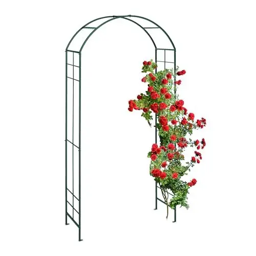 Produktbild: Relaxdays Rosenbogen, Metall, Torbogen Garten, HxBxT: 224 x 110 x 41 cm, Stabiler Rankbogen für Kletterpflanzen, grün