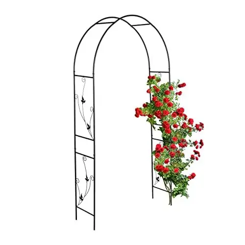 Produktbild: Relaxdays Rosenbogen Metall, Torbogen Garten, HxBxT: 227 x 114 x 37 cm, Stabiler Rankbogen für Kletterpflanzen, schwarz