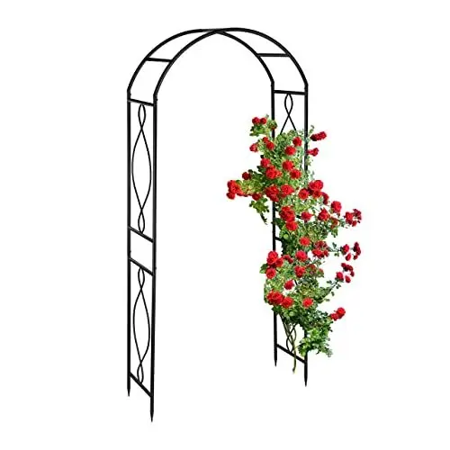 Produktbild: Relaxdays Rosenbogen Metall, Torbogen Garten, HxBxT: 230 x 100 x 40 cm, Stabiler Rankbogen für Kletterpflanzen, schwarz