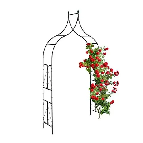 Produktbild: Relaxdays Rosenbogen Metall, Torbogen Garten, HxBxT: 270 x 145 x 37 cm, Stabiler Rankbogen für Kletterpflanzen, schwarz