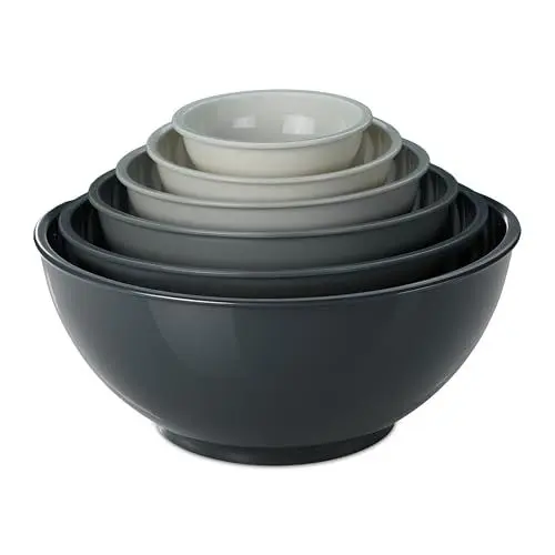 Produktbild: Relaxdays Rührschüssel, 6tlg. Set, Schüsseln Zum Kochen & Backen, Verschiedene Größen, Salatschüssel, Kunststoff, grau