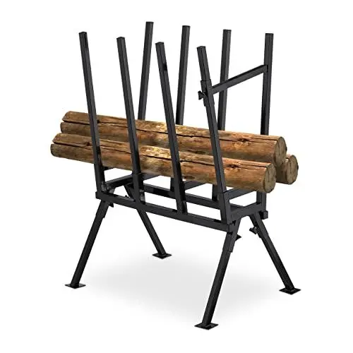 Produktbild: Relaxdays Sägebock, Holzsägearbeiten, 400 kg, Sägegestell für Kettensägen, Stabiler Stahl, HBT 107 x 81 x 53 cm, schwarz