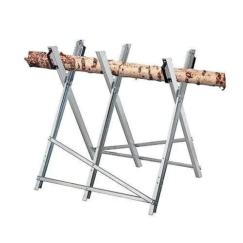 Produktbild: Relaxdays Sägebock, Holzsägearbeiten, klappbar, Sägegestell für Kettensägen, HBT: 80x80x85 cm, Holzbock, Stahl, Silber