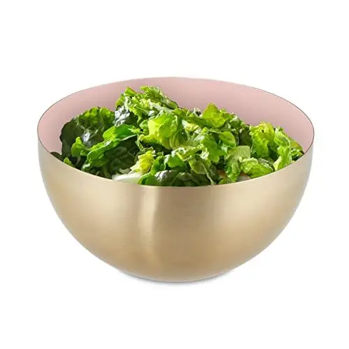 Produktbild: Relaxdays Salatschüssel Edelstahl, 2 L, runde Metallschüssel zum Backen & Servieren, Ø 20 cm, Küchenschüssel, rosa/gold