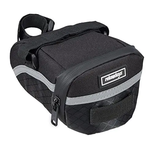 Produktbild: Relaxdays Satteltasche für Fahrrad, wasserdicht, HBT: 8 x 12 x 15 cm, kleine Fahrradtasche für Werkzeug & Handy, schwarz