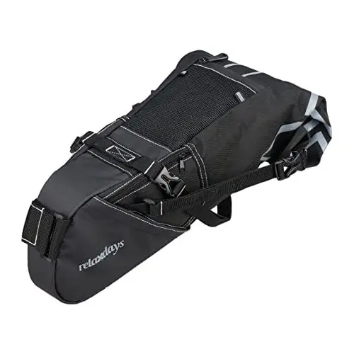 Produktbild: Relaxdays Satteltasche, wasserdicht, HxBxT: 15 x 35 x 65 cm, Bikepacking Fahrradtasche, Mountainbike & Rennrad, schwarz
