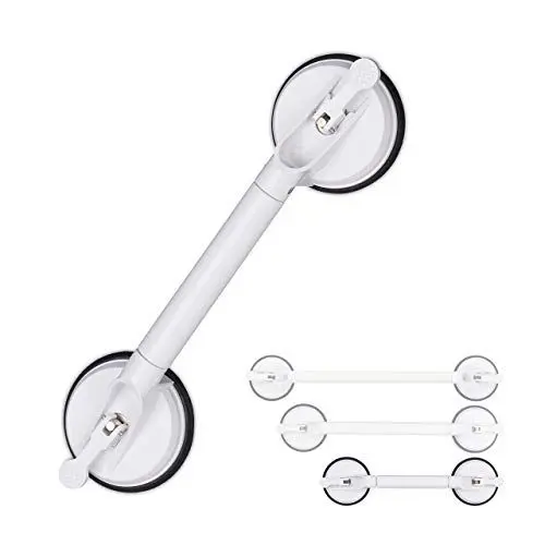 Produktbild: Relaxdays Sauggriff ausziehbar, 45-57,5 cm, Haltegriff für Dusche & Badewanne, 70kg, für Senioren, Wand, Saugheber, weiß, M