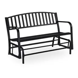Produktbild: Relaxdays Schaukelbank, Stahl, 220 kg Traglast, 2 Sitzer, Bank mit Schaukelfunktion, HxBxT: 86 x 127 x 69 cm, schwarz