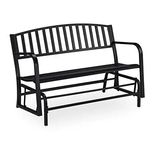Produktbild: Relaxdays Schaukelbank, Stahl, 220 kg Traglast, 2 Sitzer, Bank mit Schaukelfunktion, HxBxT: 86 x 127 x 69 cm, schwarz