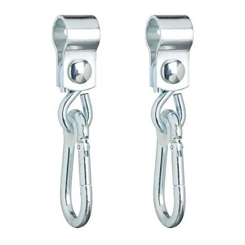 Produktbild: Relaxdays Schaukelhaken mit Karabinern, 2er Set Manschettenhaken, 25 mm, Schaukelbefestigung, rostfreies Eisen, Silber